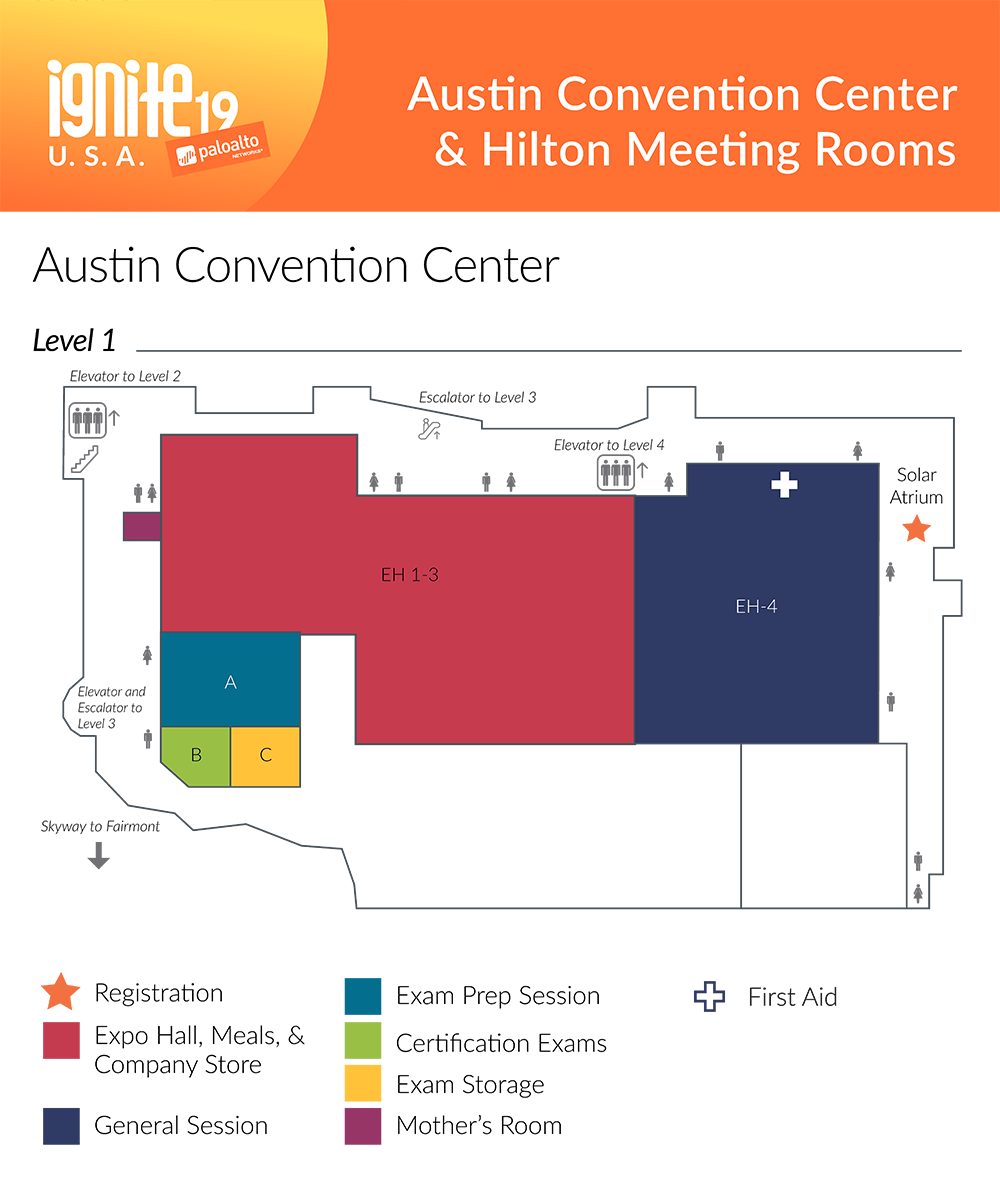 Ignite Meeting Space Map<br />Austin Convention Center - Level 1