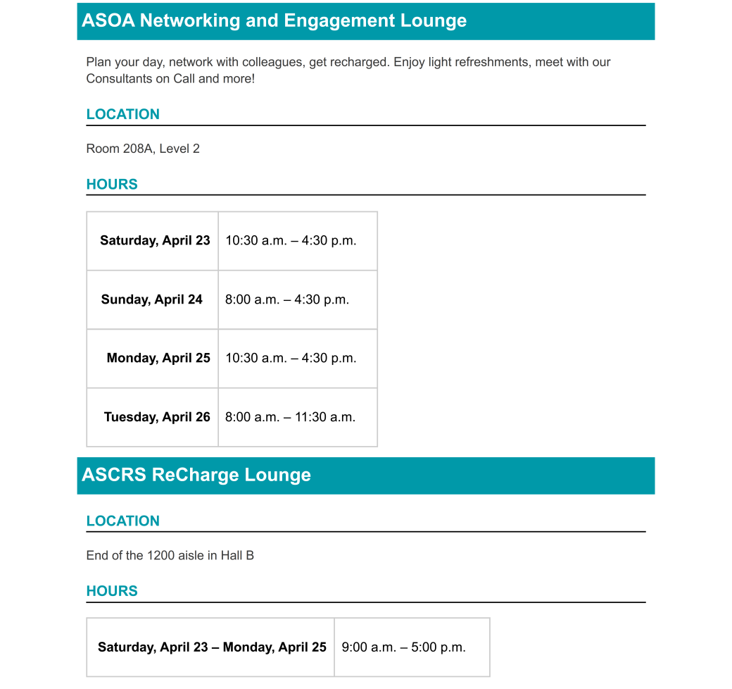 <div style="margin-left:20px;">Lounges and Networking</div>